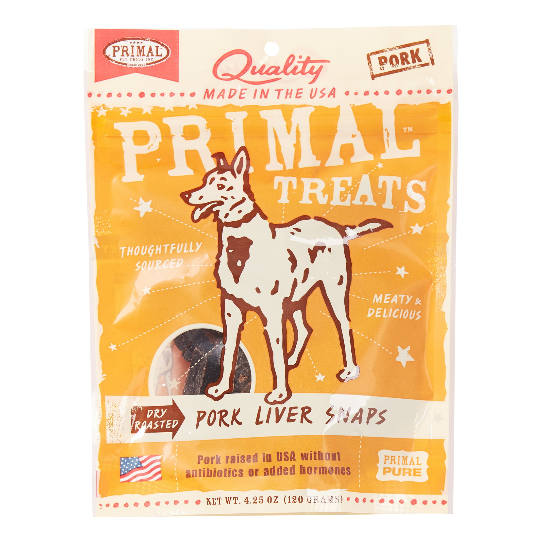 Primal Pet Foods GrainFree Dry Roasted Pork Liver Snaps Dry Dog Treat