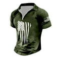 thumbnail image 4 of Charmgo Mens Polo Shirts Clearance, Men's American Flag Graphic Tees Button Down Shirts Short Sleeves Zipper Polo Shirts for Men Army Green, 4 of 4