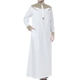 thumbnail image 7 of SIYUDAN Men Kaftan Thobe Casual Long Sleeve Mens Robe Long Robe with Half Zipper Mens Muslim Clothing Khaki Thobe, 7 of 7