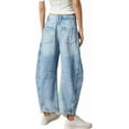 thumbnail image 4 of Women's Baggy Boyfriend Jeans Vintage Wide Leg Mid Rise Barrel Denim Ankle Pants, 4 of 9