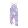 thumbnail image 4 of FAHXNVB Girl's V Neck Sleeveless Jumpsuits Graphic Print Lovely Spaghetti Straps Long Pants Fashion Casual Comfortable Rompers With Pockets 5-14 Years, 4 of 5