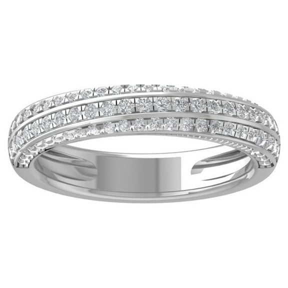 ARAIYA FINE JEWELRY Sterling Silver Round Lab Grown Diamond Wedding Band Ring (1/2 cttw, VS Clarity, D-E Color) Size 6.5