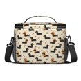 thumbnail image 3 of Dachshund and Bone Beige Pattern Insulated Lunch Box for Women Men, Medium Leakproof Cooler Bag with Adjustable Strap, 10"x6.7"x8", 3 of 6