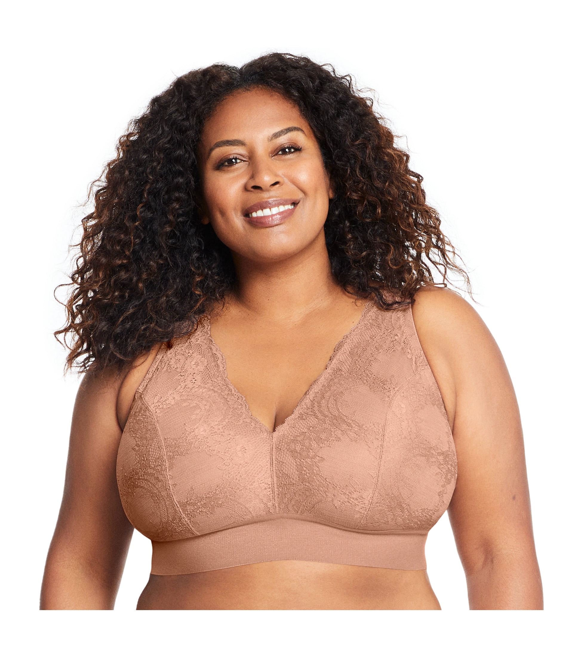 Glamorise Bramour Lexington Lace Plunge Bralette Wirefree Bra 7013 (Women's & Women's Plus)