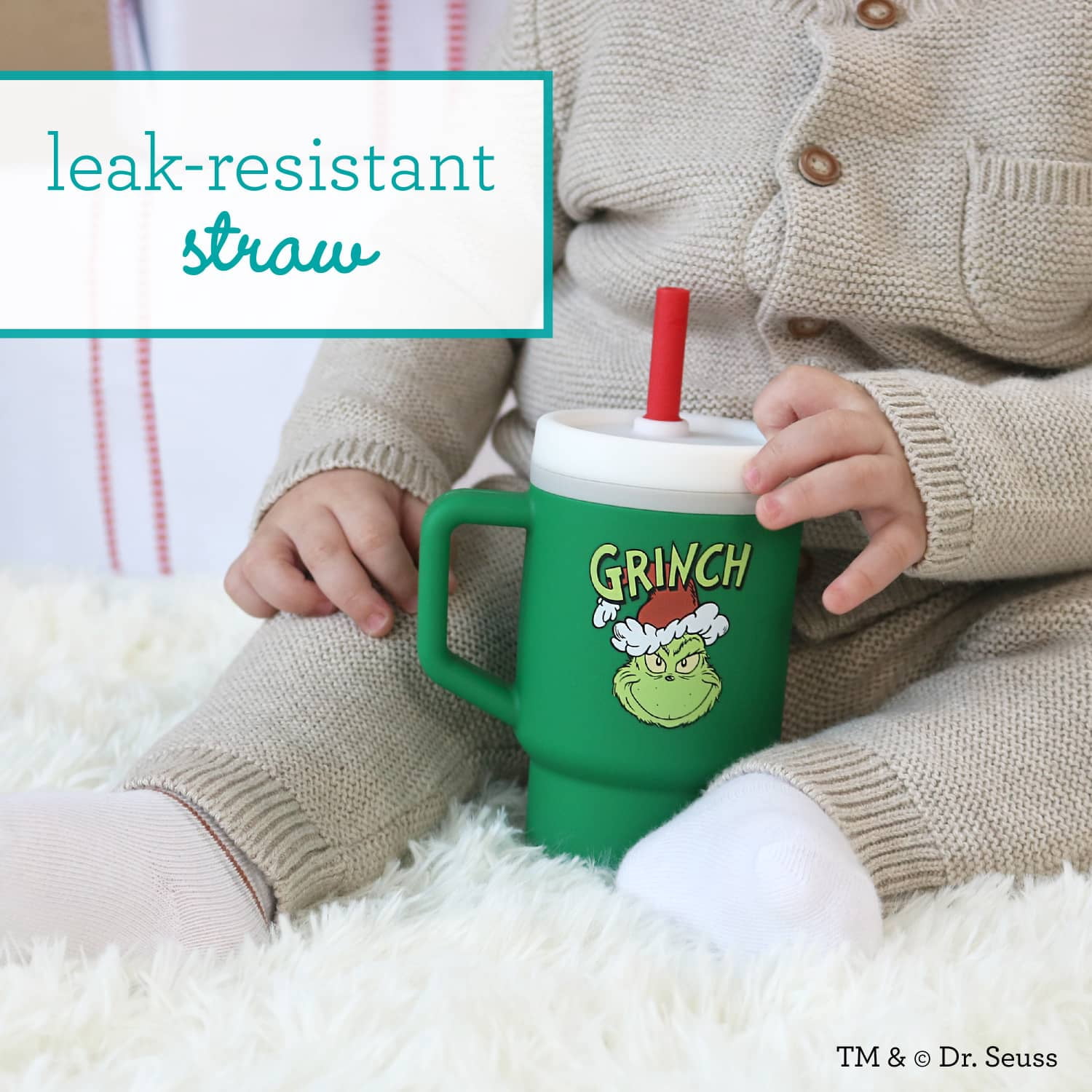 Infantino My 1st Tumbler – Adorable 9 oz. Training Cup with Toddler-Friendly Straw and Handle, Grinch Green