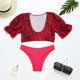 thumbnail image 5 of Traje de baño de dos piezas de manga corta para mujer Traje de baño de dos piezas Traje de baño de dos piezas con almohadilla en el pecho y patrón de serpiente sin soporte de acero Fridja  nalpqowj50852, 5 of 5