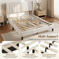 thumbnail image 3 of Topeakmart Upholstered Platform Queen Bed with Headboard, Ivory, 3 of 9