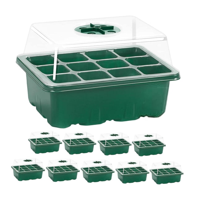 10 bandejas de germinación para iniciar plantas en jardinería hidropónica. 12 hoyos
