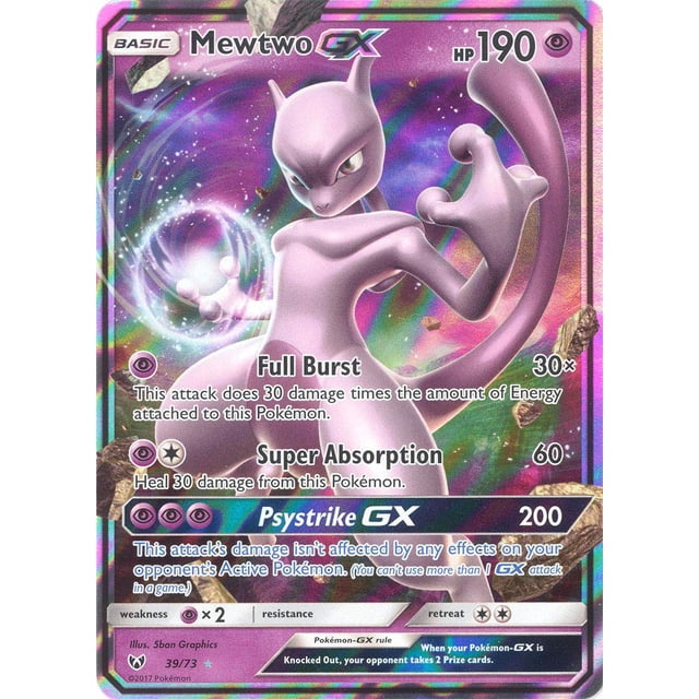 Carta coleccionable Pokémon MewTwo-GX 39/73 Ultra Rare Shining Legends