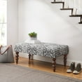 thumbnail image 2 of Linon Claire Wood Upholstered Damask Bench in Gray, 2 of 10