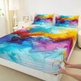 thumbnail image 3 of jejeloiu Marble Liquid Gradient Bed Sheets,Colorful Ombre Effects King Sheets,Abstract Watercolor Sheet Set For Girls Boys,Super Cozy Room Decor,4pcs, 3 of 7