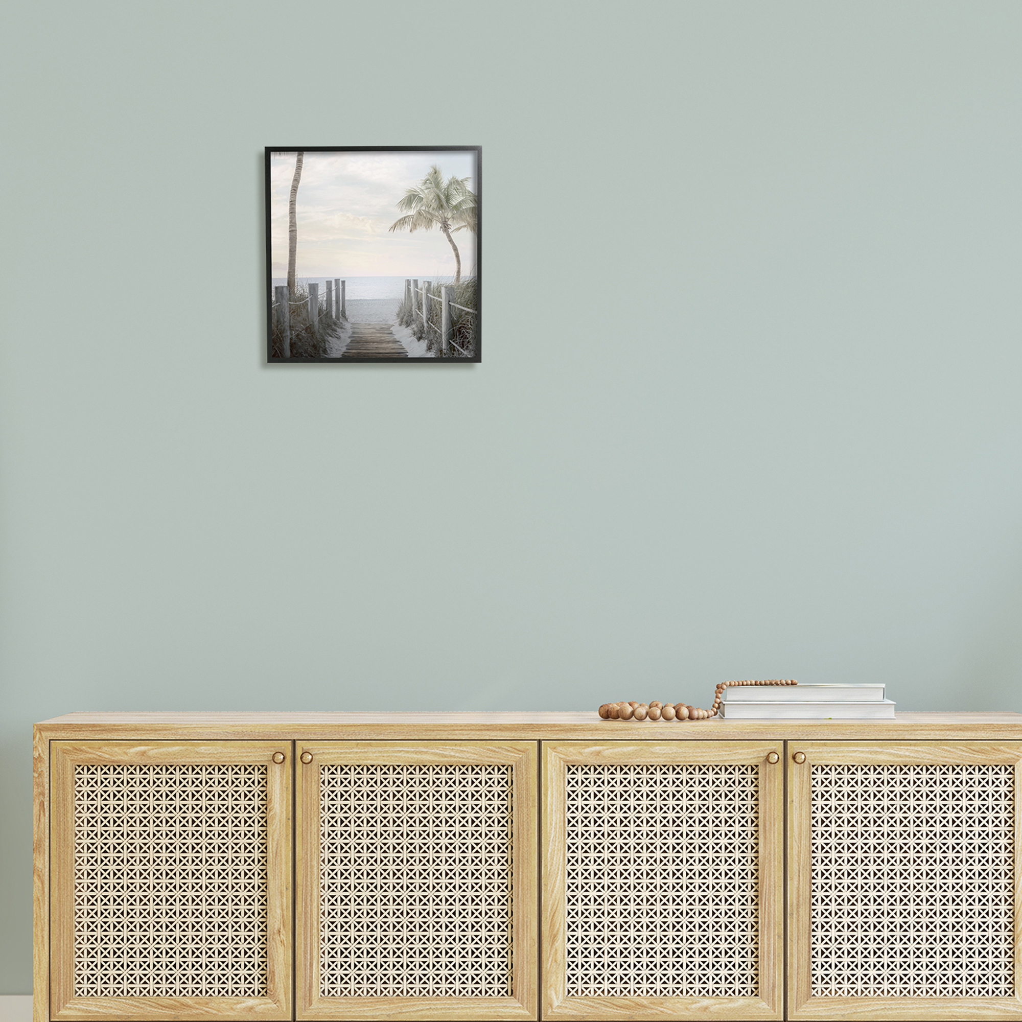 Stupell Industries Tropical Palm Tree Boardwalk Summer Beach Landscape , 17 x 30, Design by Mike Calascibetta