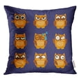 thumbnail image 1 of RYLABLUE Brown Owl Emoji Collection Flat Cartoon Funny Drawing on Dark Throw Pillowcase Cushion Case Cover, 1 of 1