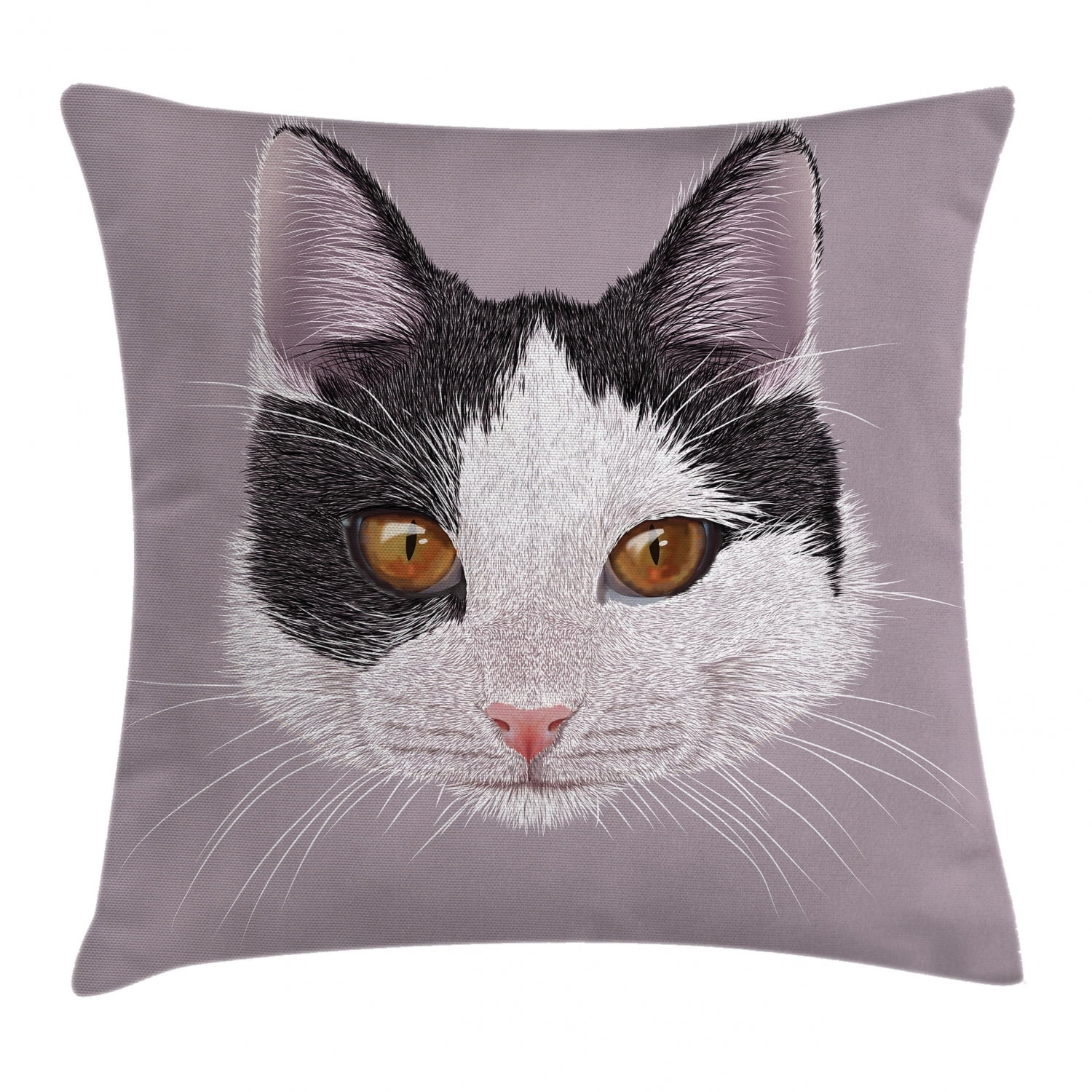 Animal Throw Pillow Cushion Cover, Cute Cat Kitty Portrait Young