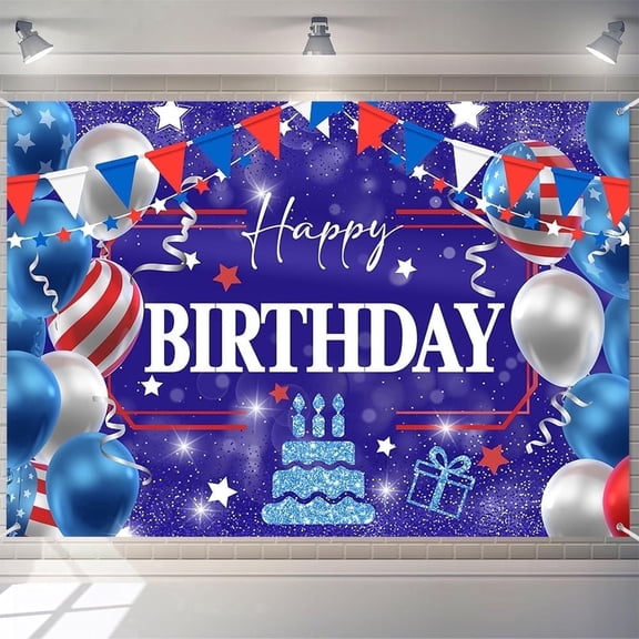 7x5ft Patriotic American Flag Birthday Backdrop for 4th of July Party