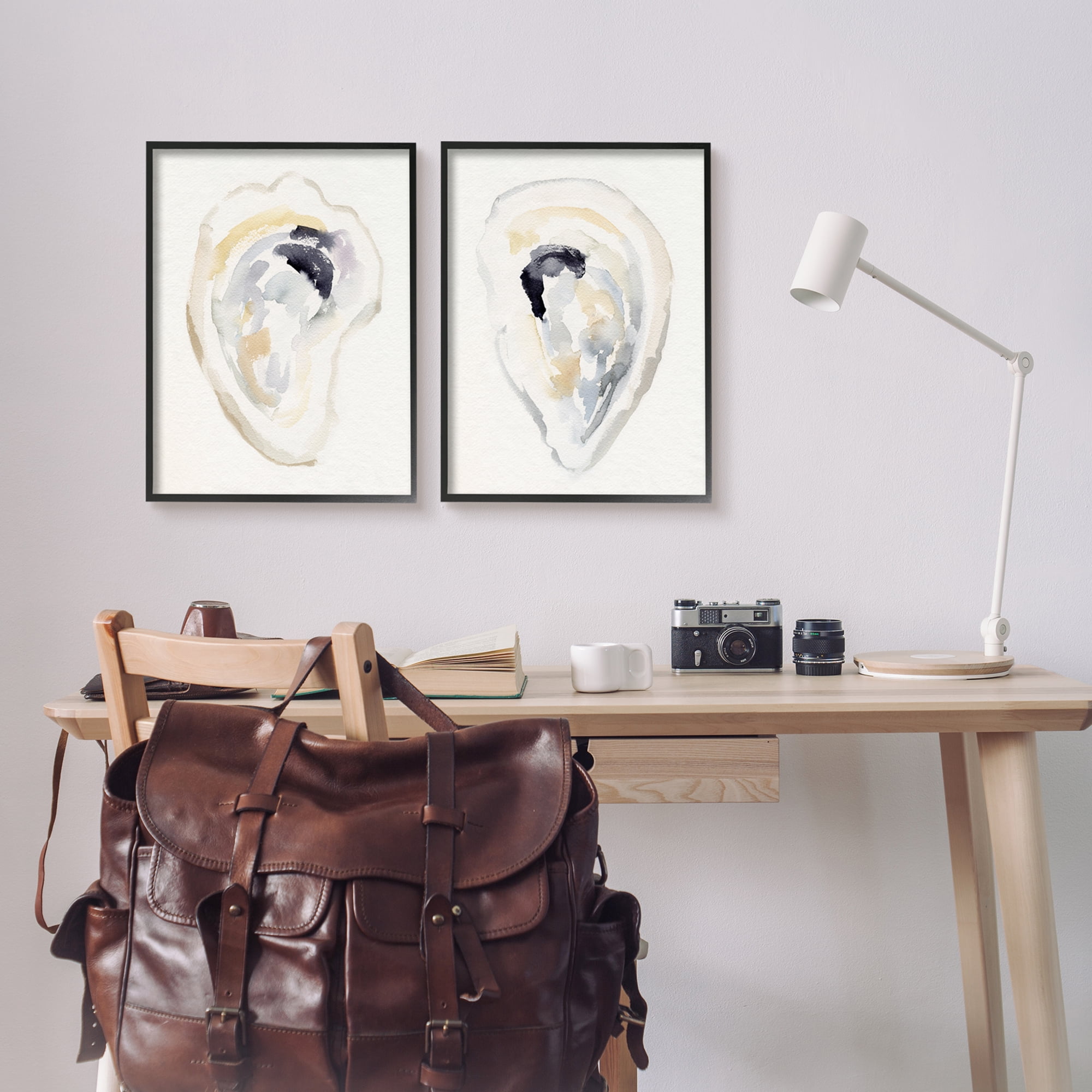 Stupell Industries Abstract Watercolor Detail Oyster Clam Shell Framed Wall Art, 16 x 20, Design by Victoria Barnes