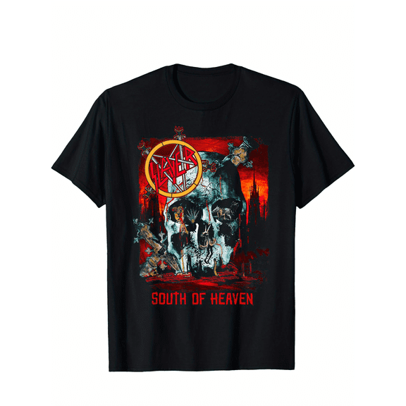 Slayer – South Of Heaven Skull T-Shirt Cotton Fun Design DIYMen's Soft breathable comfortable casual sports Halloween and Christmas gifts