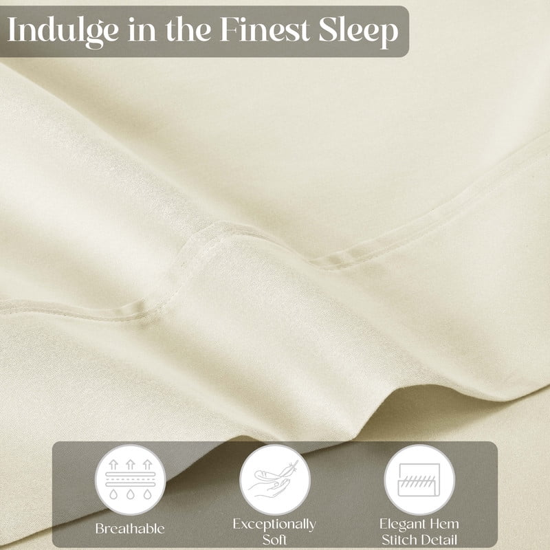 Superior 4-Piece 1400-1500 Thread Count Ivory Sheet Set, King