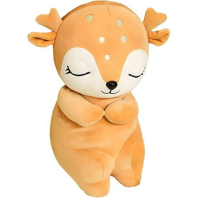 Lindos juguetes de peluche de ciervo, juguetes de almohada de reno suave, muñecas de figura, decoración de peluche de animales de peluche, regalos de cumpleaños de Navidad (sentado, 16.7 pulgadas)