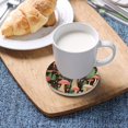thumbnail image 5 of Mushrooms Pattern Coaster, Drinks Round Absorbent Stone Set with Ceramic Stone and Cork Base, Tabletop Protection Mats and Cups Place for 4PCS Home Decor, 5 of 6