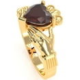 thumbnail image 3 of Claddagh Garnet Ring In Solid 14k Yellow Gold, 3 of 6