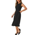 thumbnail image 4 of INSPIRE CHIC Notch V Neck Dresses for Women Elegant Work Office A-Line Dress with Pockets XS Black, 4 of 5