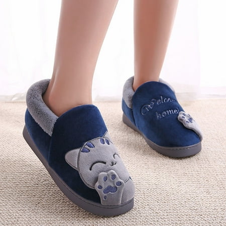 

BONIXOOM Womens House Slippers Clearance Slip-On Platform V-Day Casual Winter Shoes For Women Navy Size 7-7.5