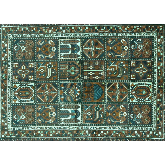 Ahgly Company Machine Washable Indoor Rectangle Persian Turquoise Blue Traditional Area Rugs, 5' x 7'