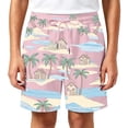 thumbnail image 4 of Bobifish Little Boys Beach Shorts Coconut Tree Printed Drawstring Swim Trunks Loose Fit Children Boys Warm Weather Shorts, 4 of 4