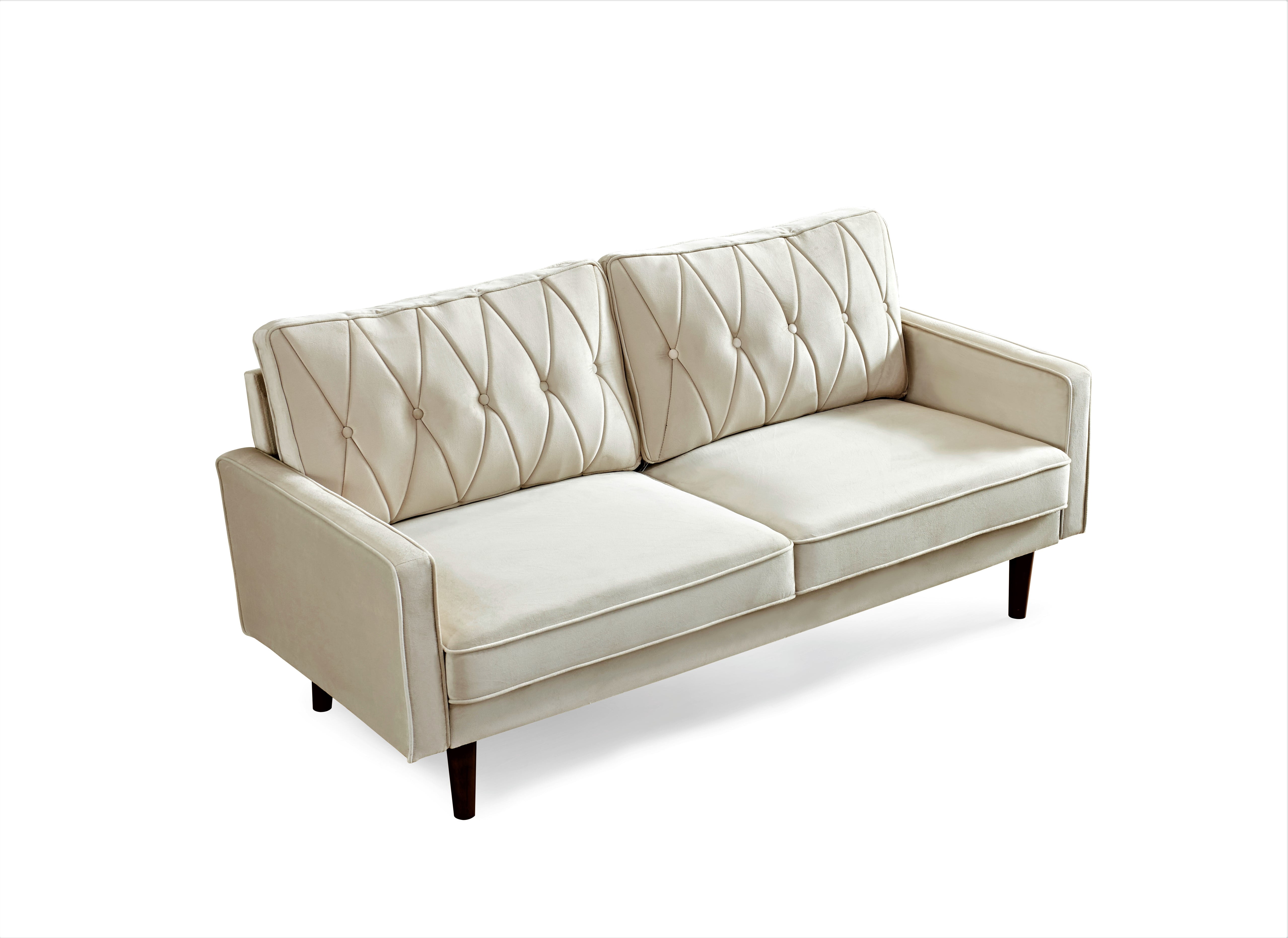 US PRIDE FURNITURE Tufted Cushion Back 69.3 Wide Sofa-Ivory