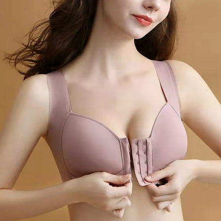 

DJKDJL Women Solid Color Bra Sexy No Steel Rims Vest Beautiful Back Adjustable Underwear - Pink