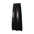 thumbnail image 5 of YLSDY Men's Vintage Wash Wide Leg Jeans, Button Waist, Relaxed Fit Denim Pants with Pockets for Daily & Streetwear Black S, 5 of 6