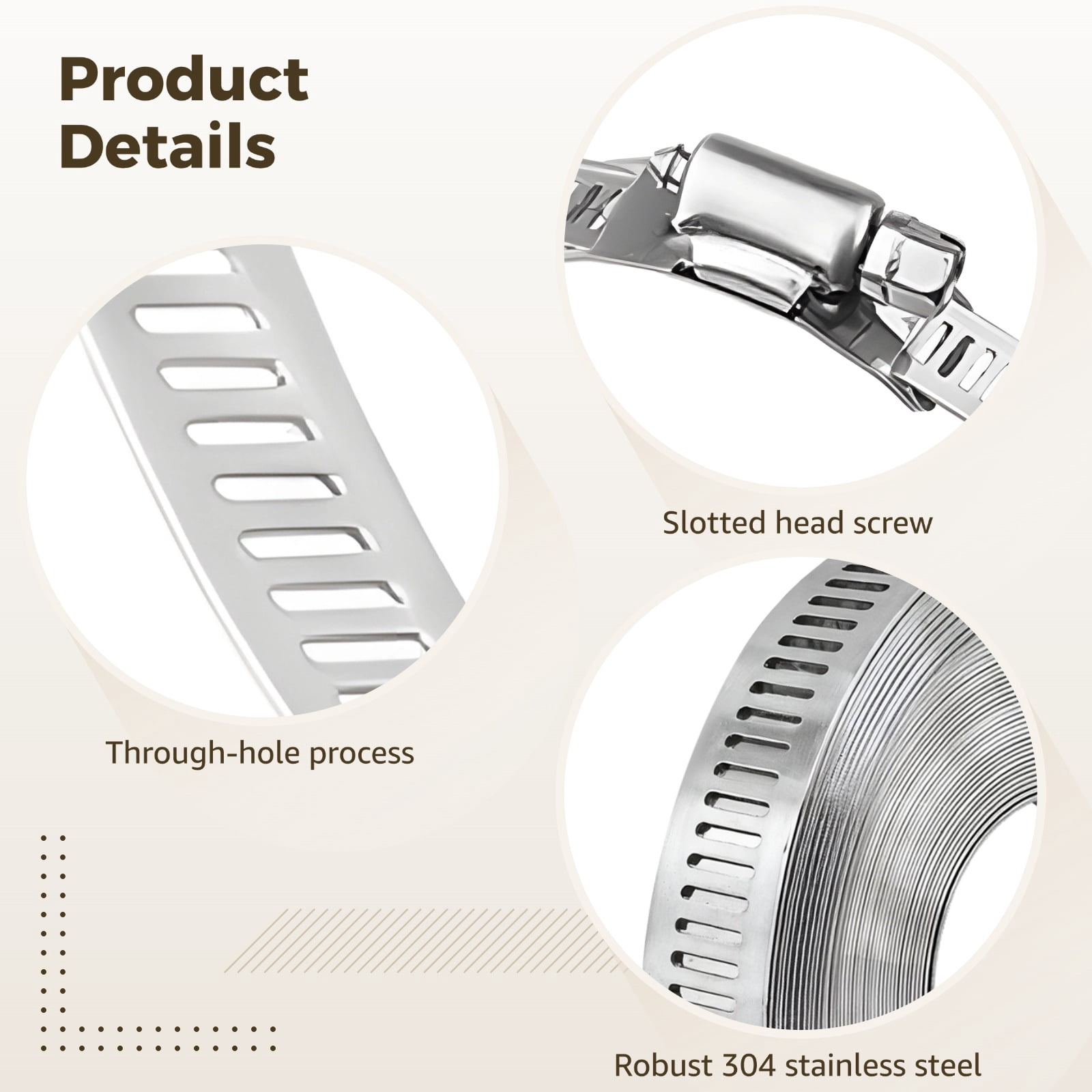 32.8ft 304 Stainless Steel Hose Clamp Kit with 20 Heavy Duty Fasteners, Adjustable Perforated Strapping Large Hose Clamps for Pipe, Duct, Tube, Automotive Mechanical