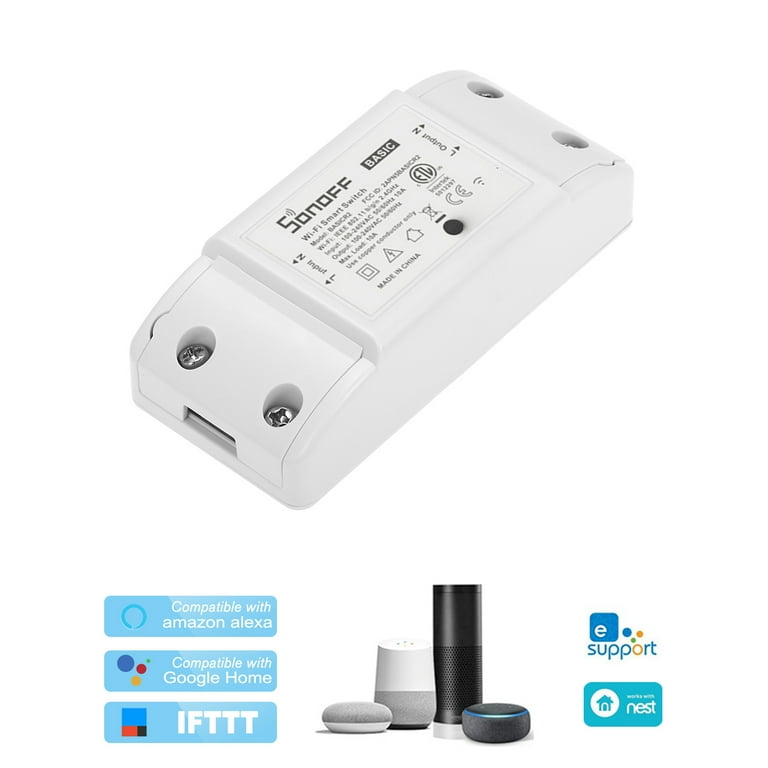 SONOFF Basic WiFi Switch Works with Alexa for Google Home Timer 10a/2200w Wireless Remote Switch for Android/ App Control for Electric Appliances