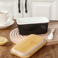 thumbnail image 3 of Butter Storage Box with Slicer Ceramic Refrigerator Plate Dish Kitchenware Cheese Holder Case Organizer Food Container Reusable Fridge Organizing Red, 3 of 9
