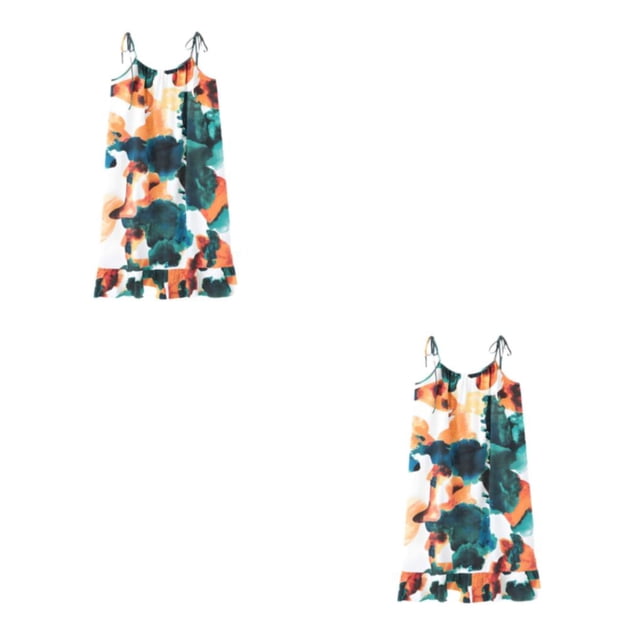 Camisón Sonducket femenino Estampado floral vestido de noche algodón Cuello Suelto Casual Mini XXL Verde Oscuro Blanco