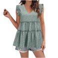 thumbnail image 1 of Moda Mujer Causal V-Cuello Impresión Blusa Floral Ruffle Manga Camiseta Verano Tank Tops Fridja  gh6040, 1 of 1
