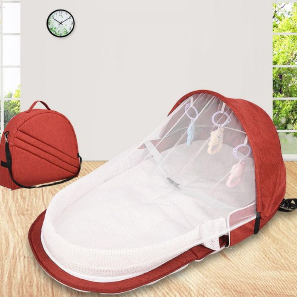 Portable Foldable Crib With Netting Newborn Cotton Baby Sleep Travel Bed T0Y4 
