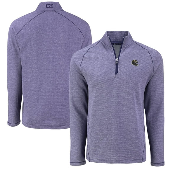 Men's Cutter & Buck Heather Purple Baltimore Ravens Peshastin Eco Fleece Tri-Blend Raglan Recycled Quarter-Zip Jacket