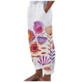 thumbnail image 2 of Azrian Women's Summer Casual Loose Cotton Linen Pocket Pants Women's Summer Printed Cotton Pocket Straight Sleeve Casual Elastic Waist Loose Length Pants, 2 of 5