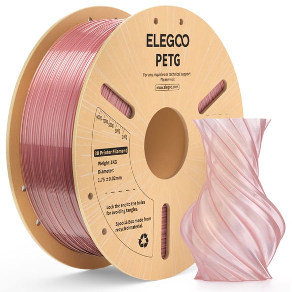 ELEGOO PETG 3D Printer Filament 1.75mm Transparent Pink 1KG