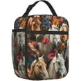 thumbnail image 3 of Insulated Lunch Box for Women Horse Lunch Box for Work,Picnic,,Travel,Hiking, Beach or Fishing Polyester Horse Lunch Bag Horse Flower, 3 of 8