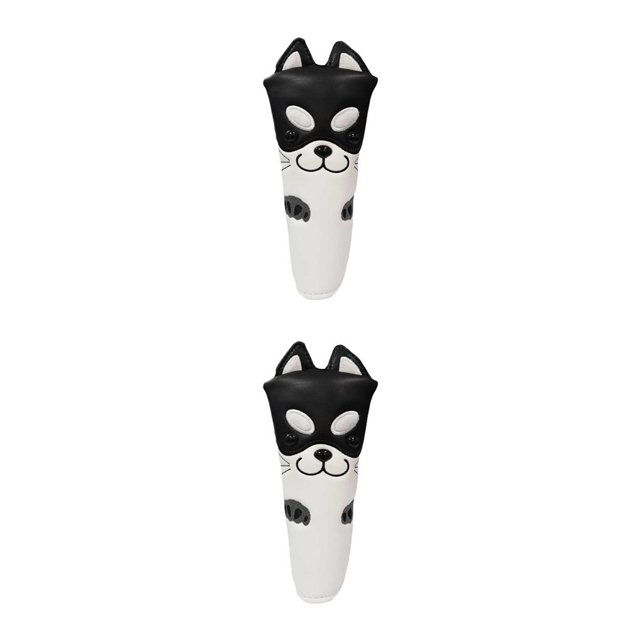 Eigraketly Golf Putter Headcover Dog Pattern Club Cover Head Non-Slip Protector Negro 2Conjunto