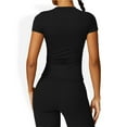 thumbnail image 2 of Women's Short Sleeve Crew Neck Top Shirts with Seamless Fit and Stretch Fabric- X Large, Black, 2 of 6