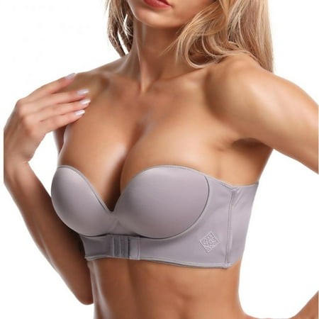 

Women Strapless Bra Women Super Push Up Bra Sexy Lingerie Invisible Brassiere Front Closure Bras Underwear For Dress