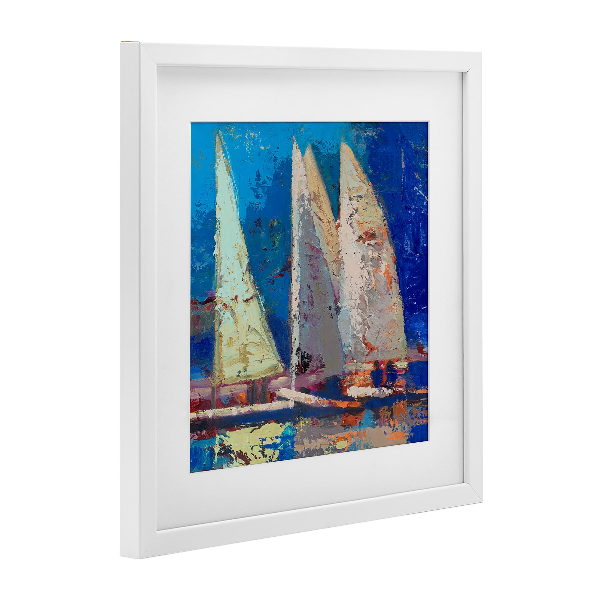 Stupell Industries A Strong Wind Sailboats White Framed Print Under Glass, design by Beth A. Forst