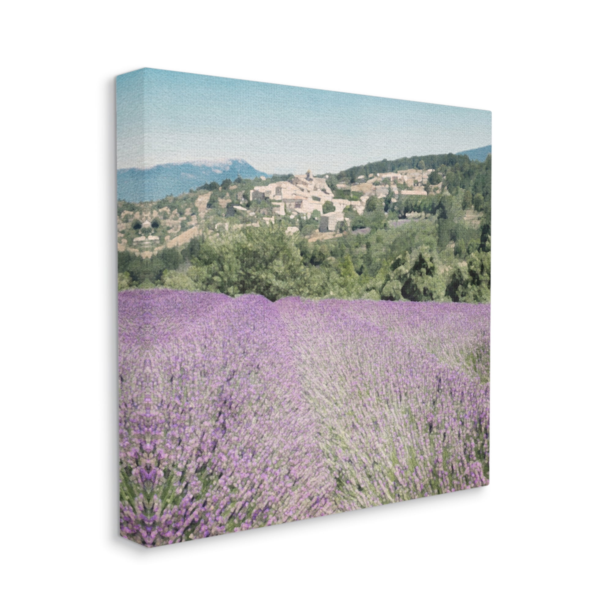 Stupell Industries Lavender Meadow Landscape Nature Painting Gallery Wrapped Canvas Print Wall Art, 17 x 17