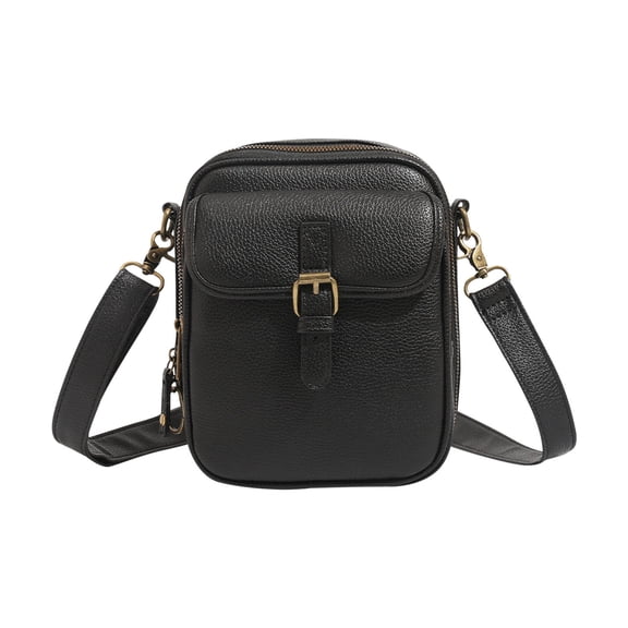 Vintage Leather Mini Messenger Bag | Upgraded Double Compartment Crossbody Purse | Large Capacity with 10 Card Slots | Adjustable Strap | Anti-Theft Zipper | Unisex Shoulder Bag | Compact Stylish