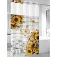 thumbnail image 2 of No Hook Shower Curtain with Snap-in Liner, Farmhouse Sunflower Waterproof Fabric Bathroom Curtains, Vintage Daisy Butterflies Gray Wood Bath Curtains & Mesh Top Window Narrow 36"x78", 2 of 9