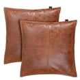thumbnail image 2 of Lambskin Leather Pillow Cover, Sofa Cushion Case, Home Decor Style for Living Room & Bedroom, Crunch Tan 22X22, 2 of 5